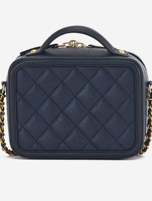 A pre-loved Chanel Vanity Case Small Caviar Leather in Dark Blue on SACLÀB