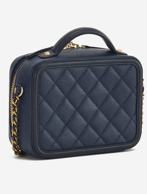 A pre-loved Chanel Vanity Case Small Caviar Leather in Dark Blue on SACLÀB