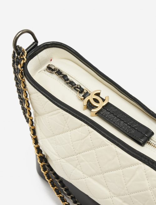 Hardware Details on a black and white Chanel Gabrielle Bag Large on SACLÀB