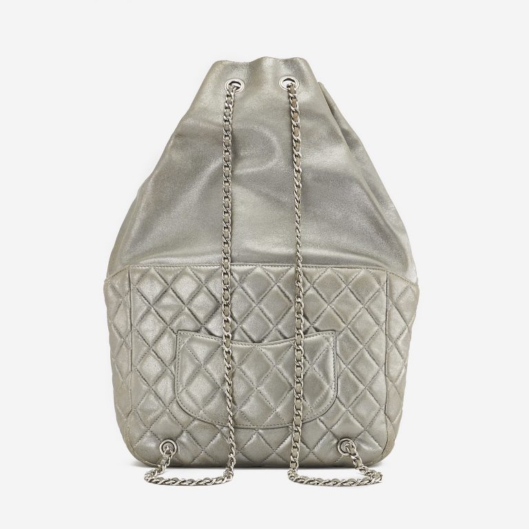 A Chanel Backpack in Seoul in Silver Lambskin on SACLÀB