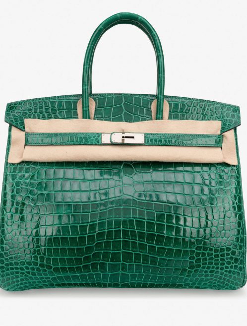 Pre-owned Hermès bag Birkin 35 Crocodile Porosus Vert Emeraude Green | Sell your designer bag on Saclab.com