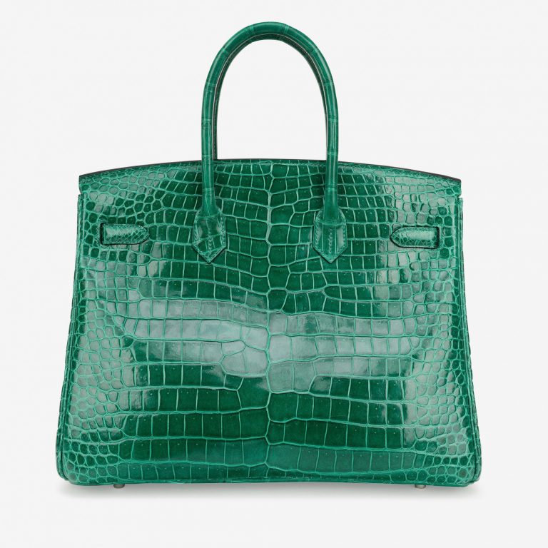 Pre-owned Hermès bag Birkin 35 Crocodile Porosus Vert Emeraude Green | Sell your designer bag on Saclab.com
