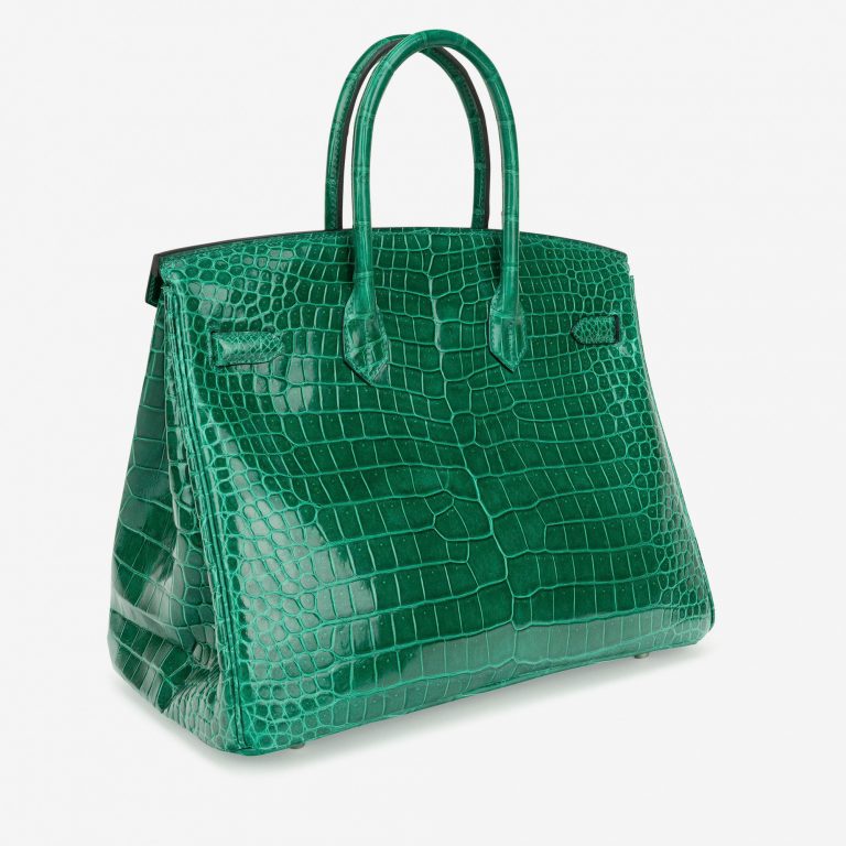 Pre-owned Hermès bag Birkin 35 Crocodile Porosus Vert Emeraude Green | Sell your designer bag on Saclab.com