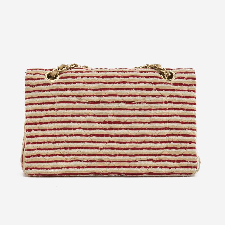 A limited-edition Chanel Timeless Medium made from Fabric and Pearls in Red and White on SACLÀB