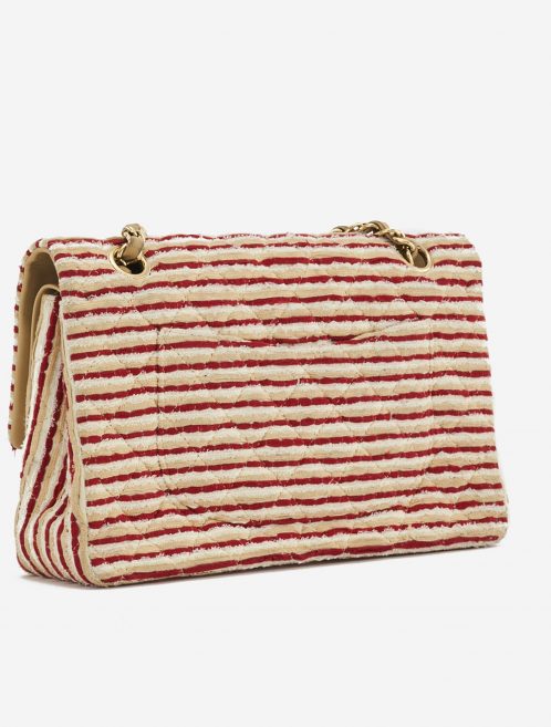A limited-edition Chanel Timeless Medium made from Fabric and Pearls in Red and White on SACLÀB