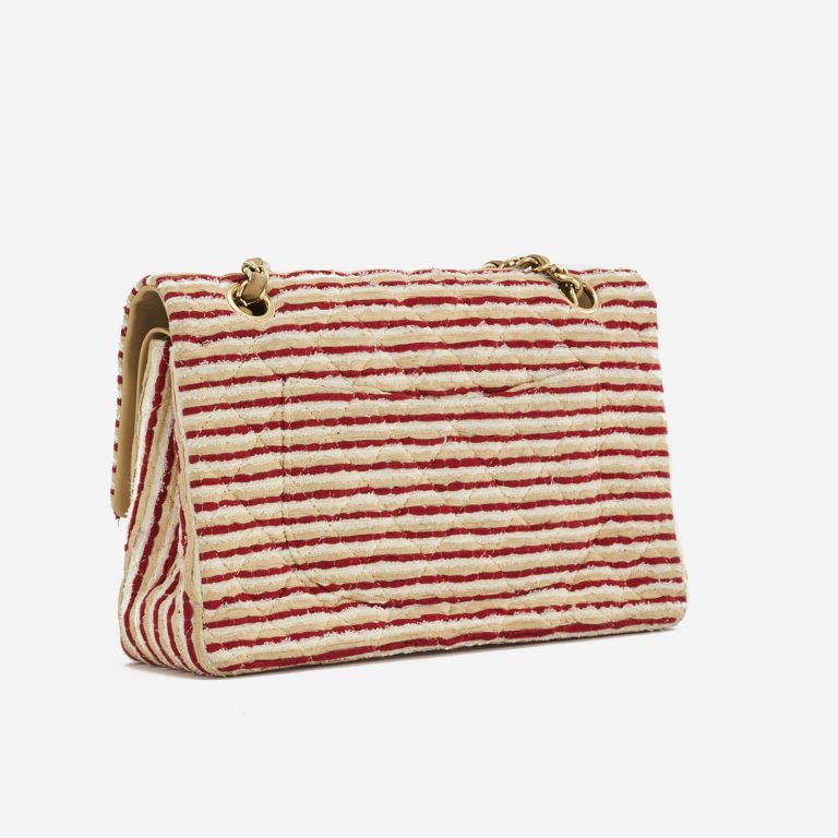 A limited-edition Chanel Timeless Medium made from Fabric and Pearls in Red and White on SACLÀB