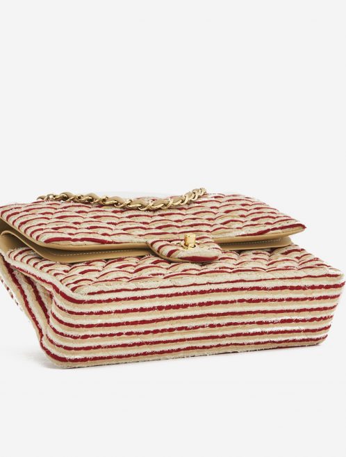 A limited-edition Chanel Timeless Medium made from Fabric and Pearls in Red and White on SACLÀB