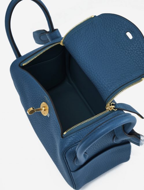 Pre-owned Hermès bag Lindy Mini Clemence Vert Bosphore Blue, Green | Sell your designer bag on Saclab.com