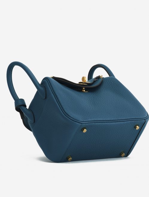 A pre-loved Hermès Lindy Mini Clemence Vert Bosphore on SACLÀB
