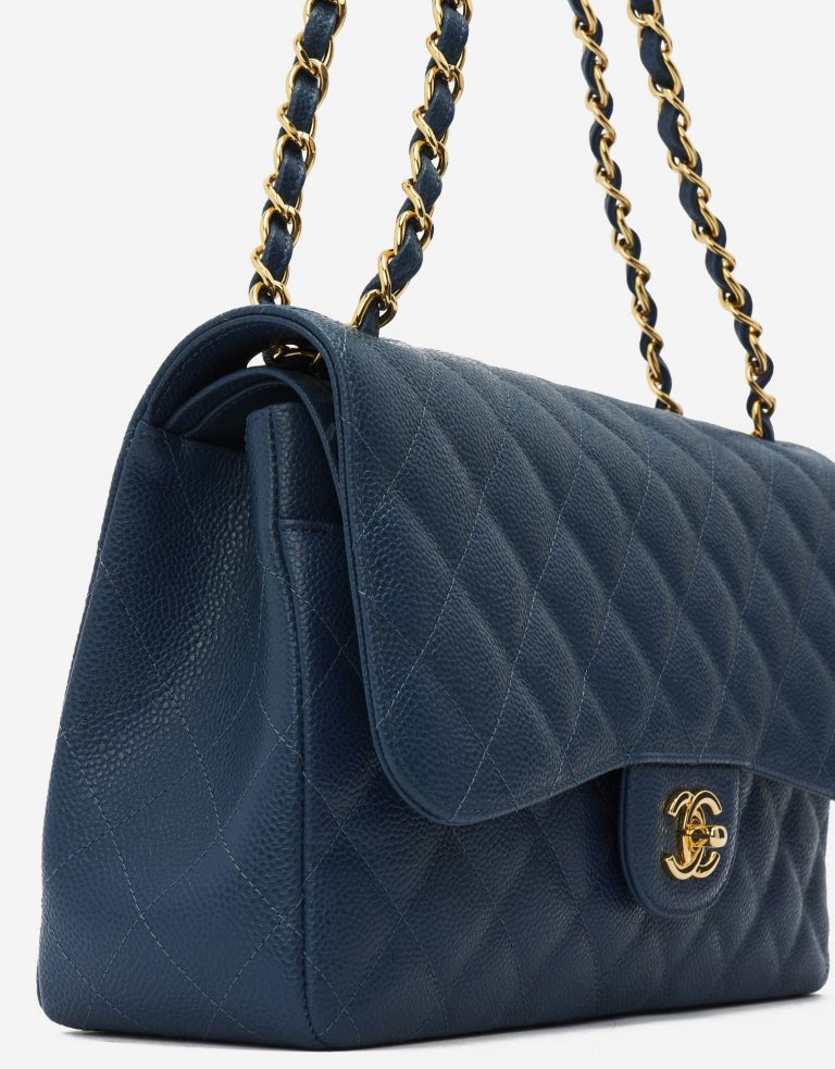 A pre-loved Chanel Timeless Jumbo Caviar Blue on SACLÀB