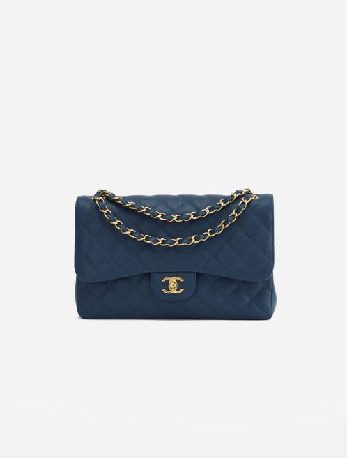 A pre-loved Chanel Timeless Jumbo Caviar Blue on SACLÀB