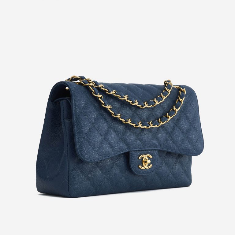 A pre-loved Chanel Timeless Jumbo Caviar Blue on SACLÀB