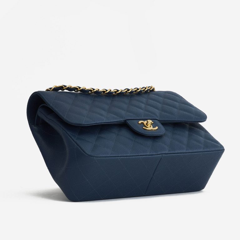 A pre-loved Chanel Timeless Jumbo Caviar Blue on SACLÀB