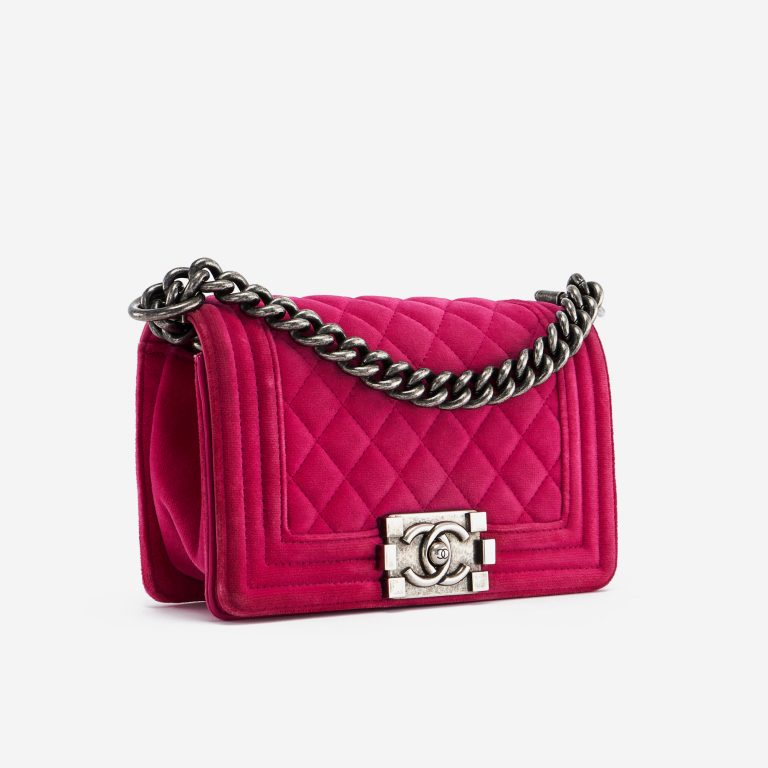 Pre-owned Chanel bag Boy Small Velvet Pink Pink | Sell your designer bag on Saclab.com