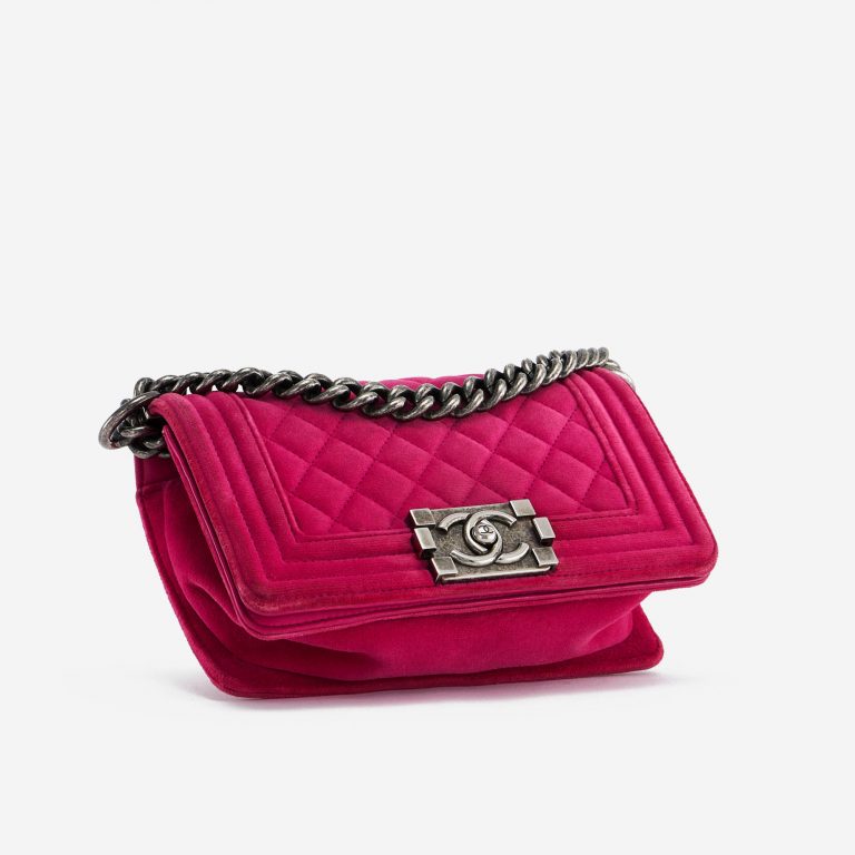 Pre-owned Chanel bag Boy Small Velvet Pink Pink | Sell your designer bag on Saclab.com