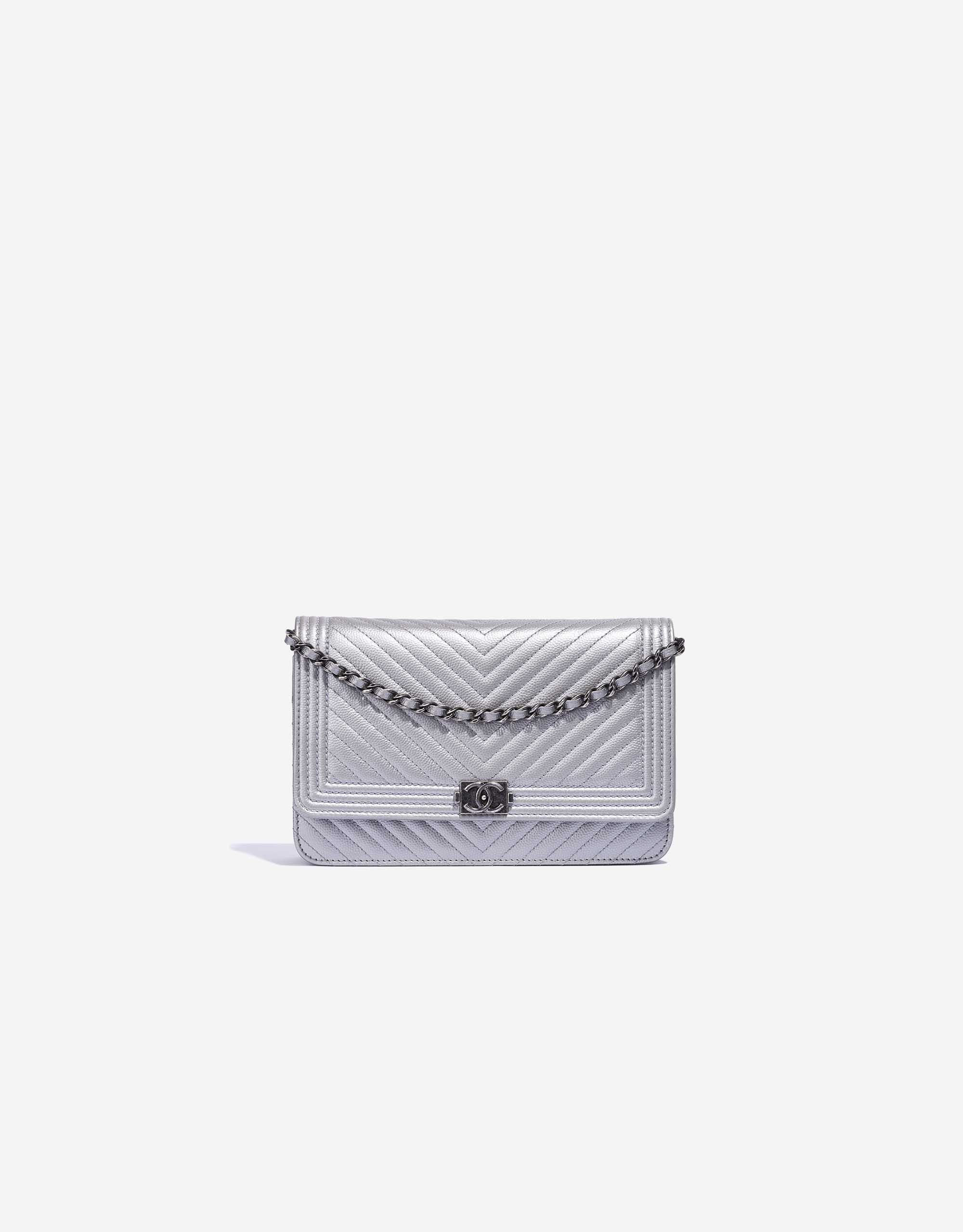 Chanel Boy Wallet On Chain Caviar Silver | SACLÀB