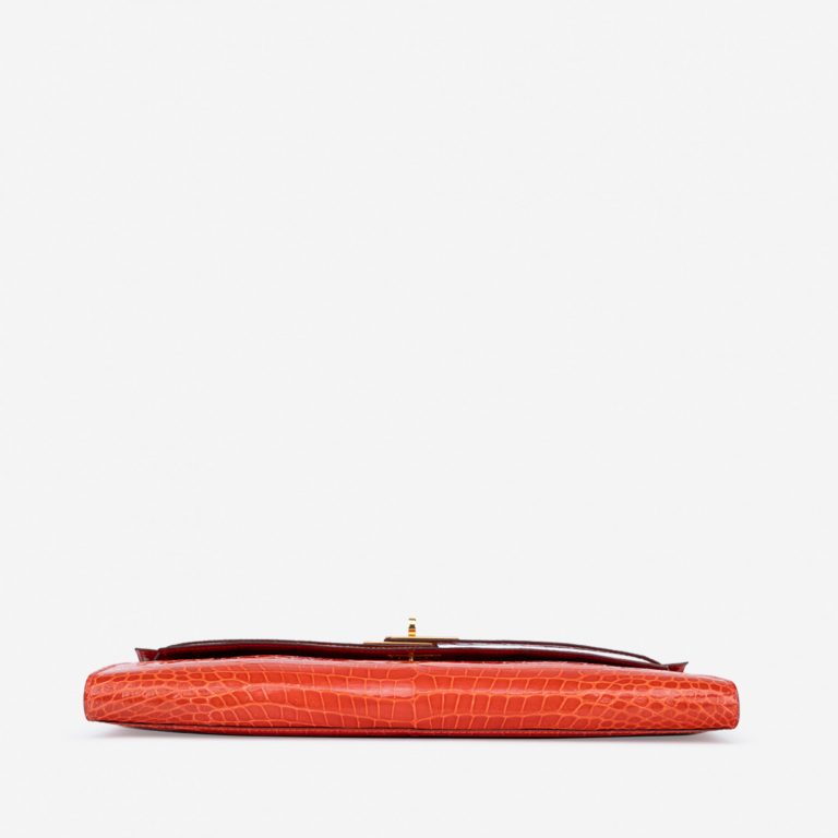Pre-owned Hermès bag Kelly Cut Clutch Porosus Crocodile Orange Poppy Orange | Sell your designer bag on Saclab.com