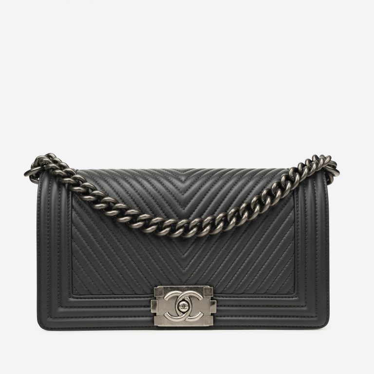 Chanel Boy Medium Lamb Traffic Grey
