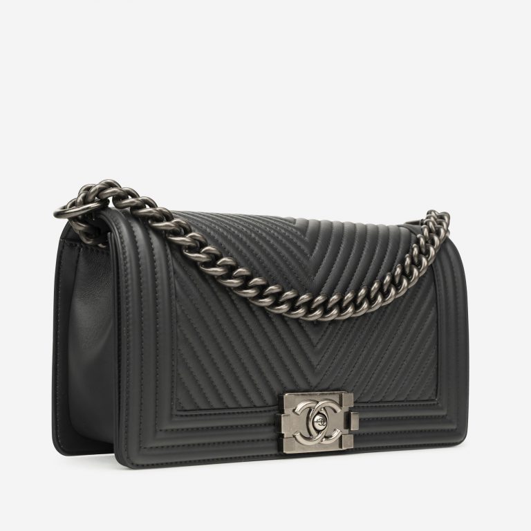Chanel Boy Medium Lamb Traffic Grey