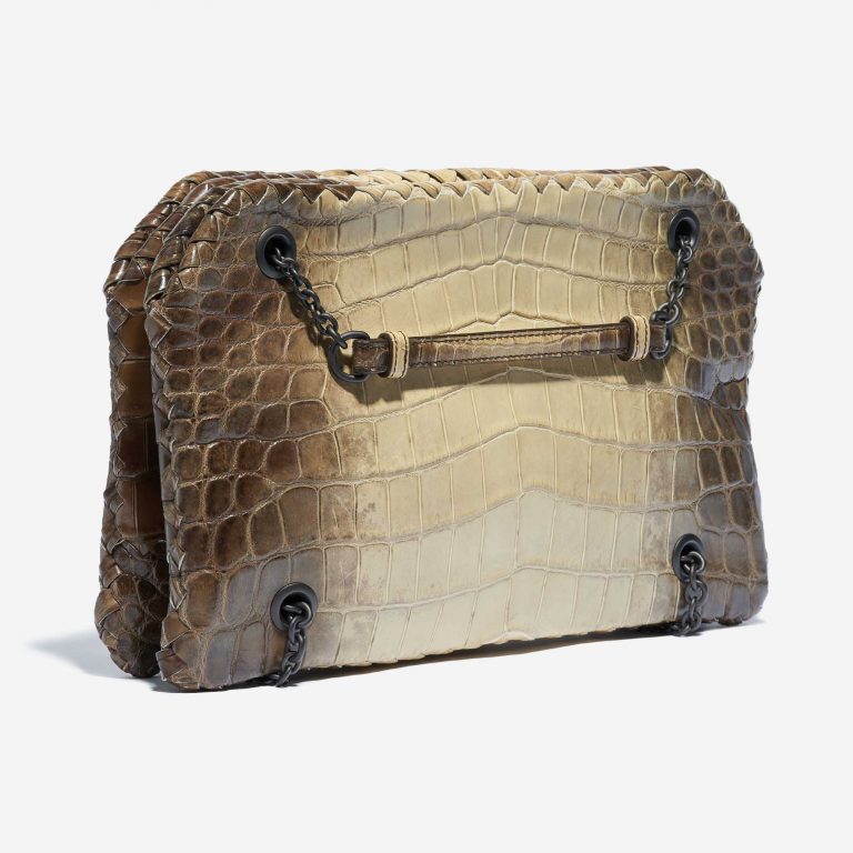 Bottega Veneta Double Chain Shoulder Crocodile Himalaya