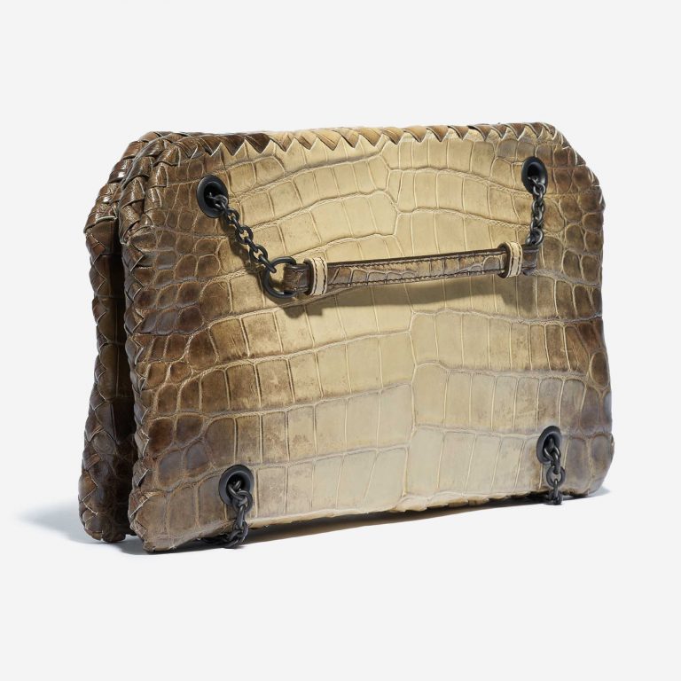 Bottega Veneta Double Chain Shoulder Crocodile Himalaya
