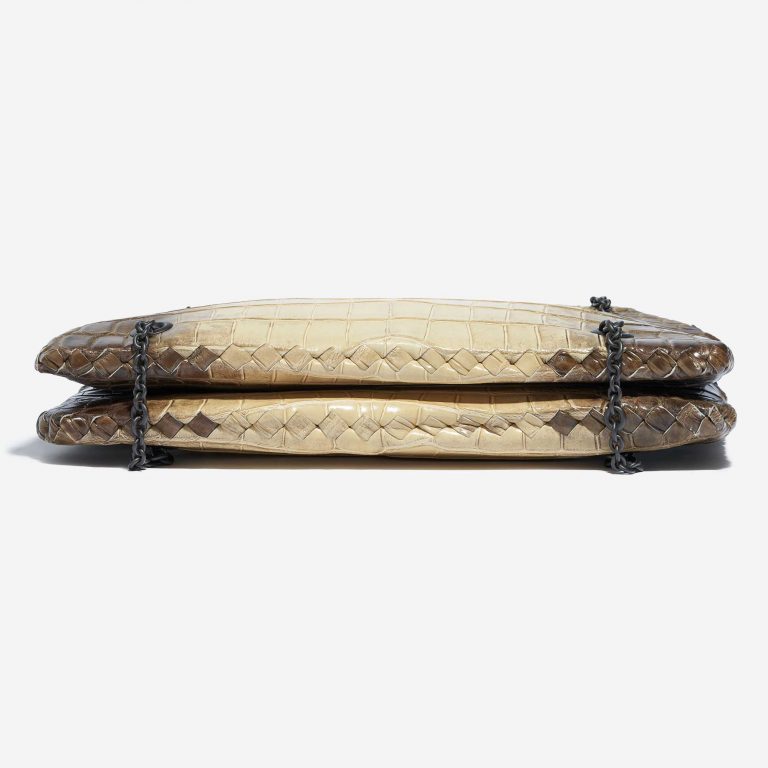 Pre-owned Bottega Veneta bag Double Chain Shoulder Crocodile Himalaya Brown, White | Sell your designer bag on Saclab.com