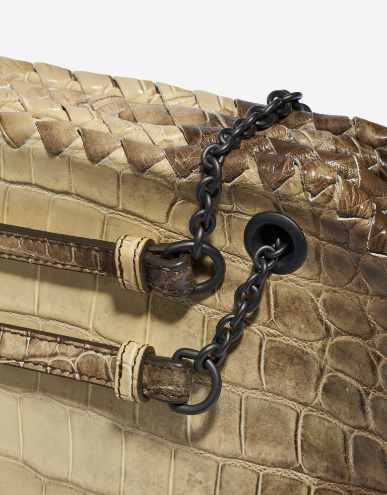 Bottega Veneta Double Chain Shoulder Crocodile Himalaya