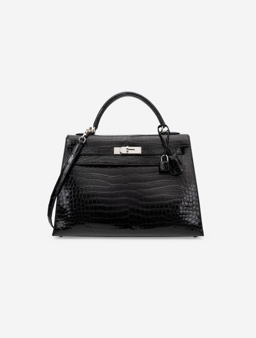 Pre-owned Hermès bag Kelly 32 Porosus Crocodile Lisse Black Black | Sell your designer bag on Saclab.com