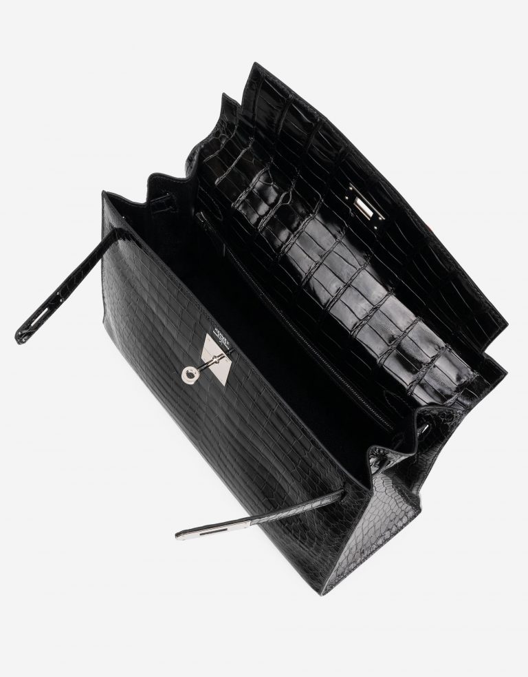 Hermès Kelly 32 Porosus Crocodile Lisse Black