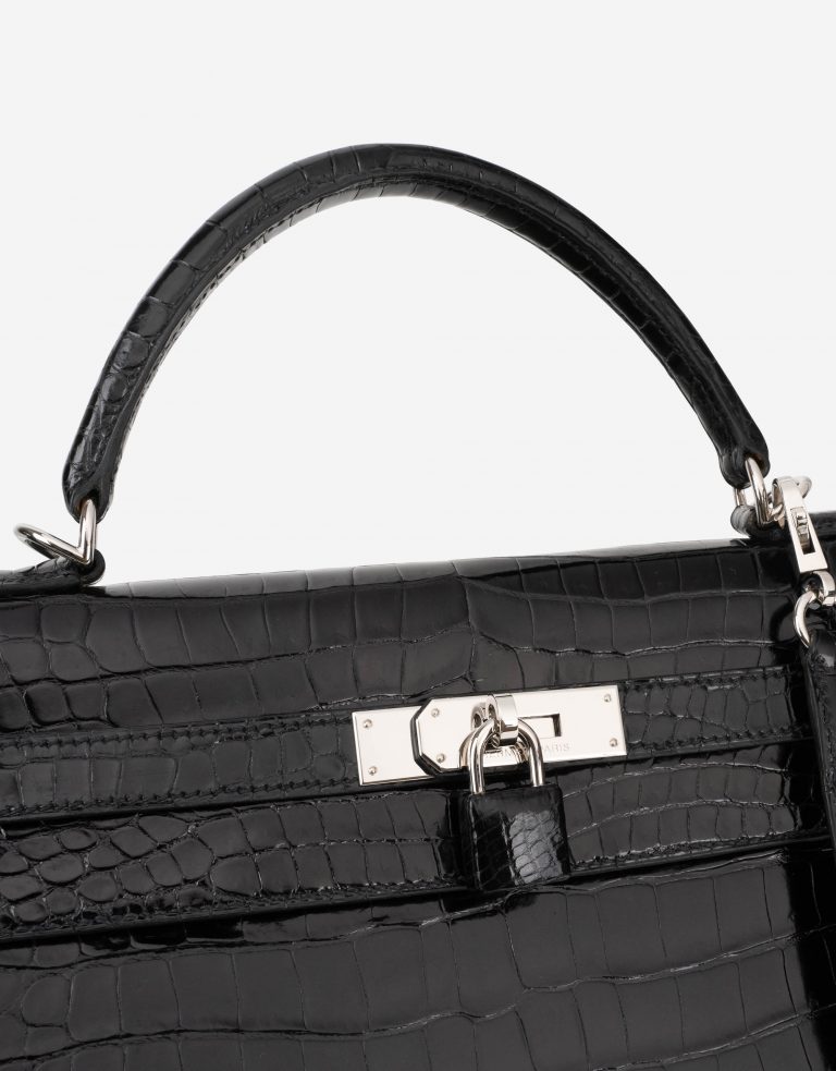 Hermès Kelly 32 Porosus Crocodile Lisse Black