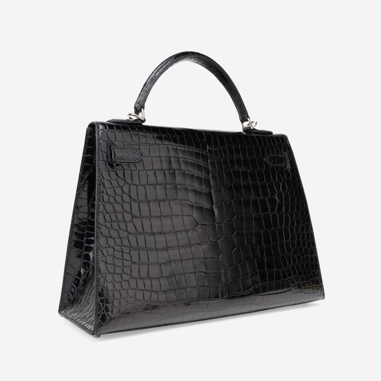 Hermès Kelly 32 Porosus Crocodile Lisse Black