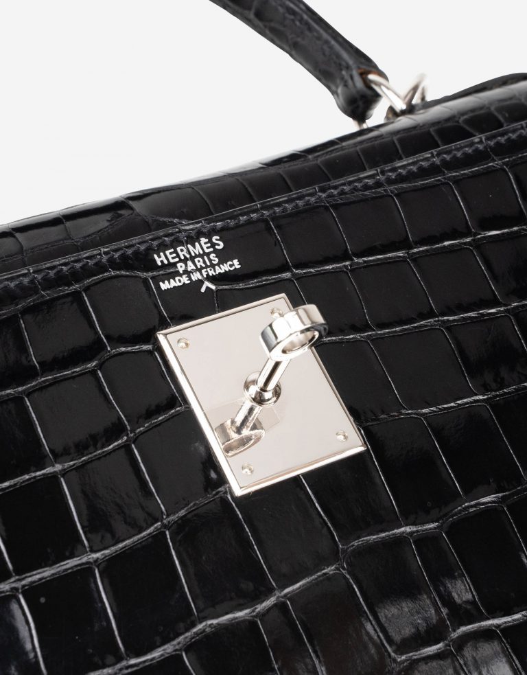 Hermès Kelly 32 Porosus Crocodile Lisse Black