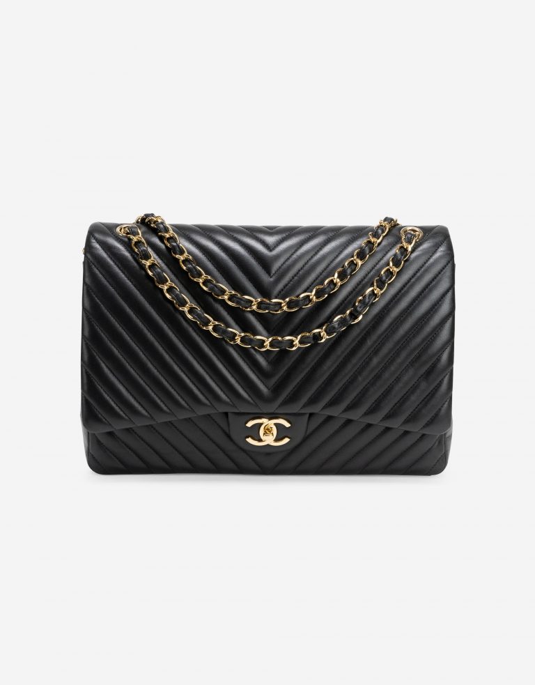 Chanel Timeless Maxi Lamb Chevron Black
