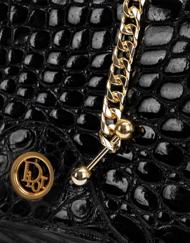 Dior Shoulder Bag Small Crocodile Black