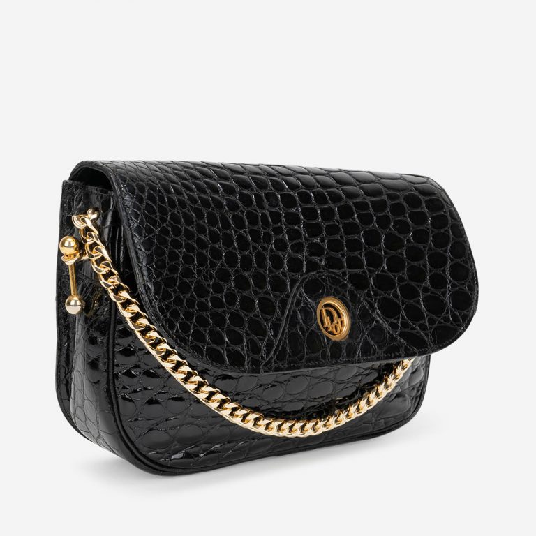 Pre-owned Dior bag Shoulder Bag Small Crocodile Black Black | Sell your designer bag on Saclab.com