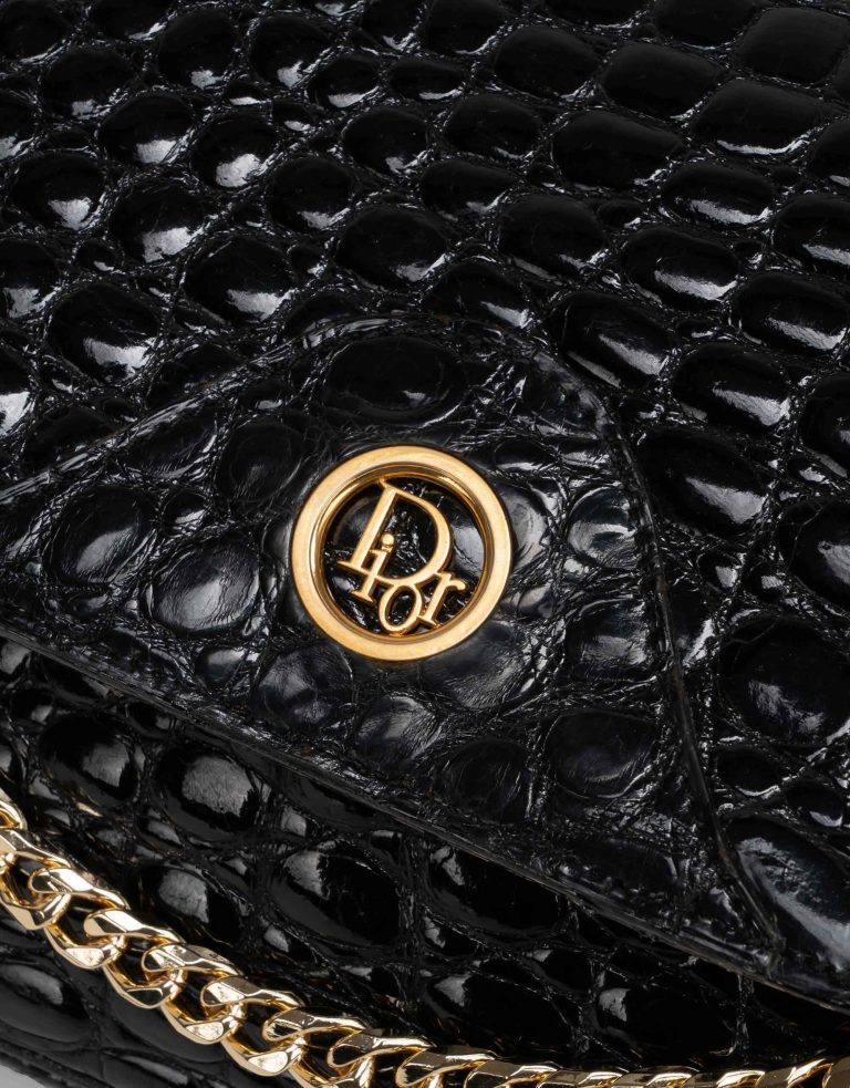 Dior Shoulder Bag Small Crocodile Black