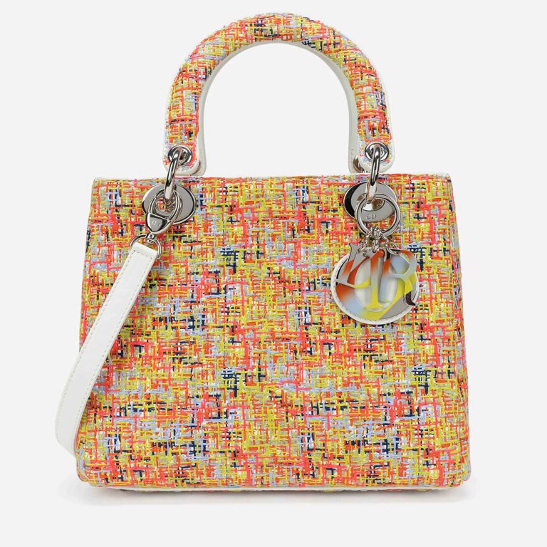 Pre-owned Dior bag Lady Medium Tweed Multicolour Multicolour | Sell your designer bag on Saclab.com