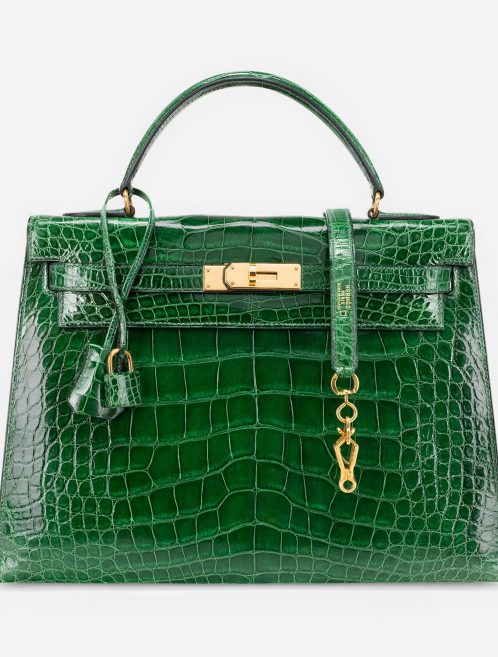 Pre-owned Hermès bag Kelly 32 Alligator Vert Emerald Green | Sell your designer bag on Saclab.com