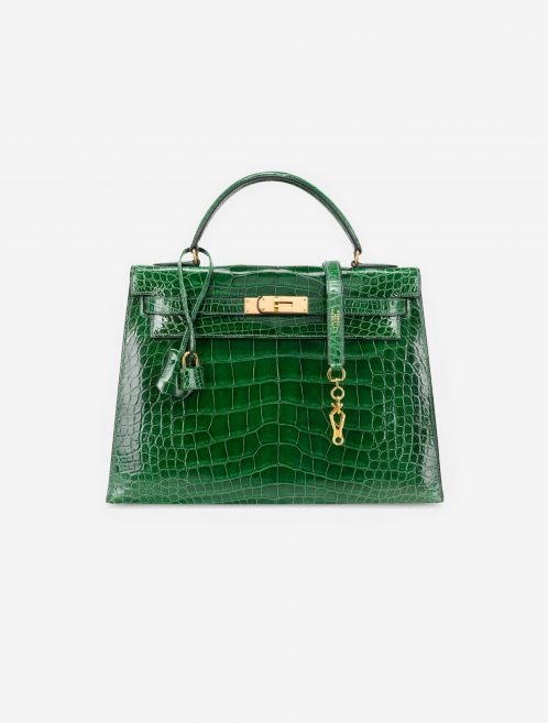 Pre-owned Hermès bag Kelly 32 Alligator Vert Emerald Green | Sell your designer bag on Saclab.com