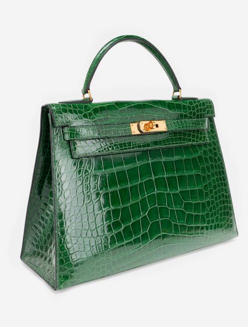 Pre-owned Hermès bag Kelly 32 Alligator Vert Emerald Green | Sell your designer bag on Saclab.com