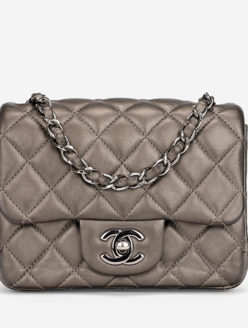 Chanel Timeless Mini Square Lamb Grey Metallic