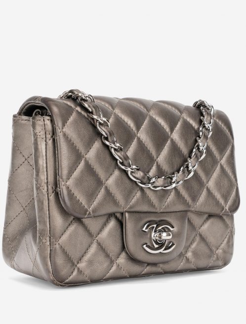 Chanel Timeless Mini Square Lamb Grey Metallic