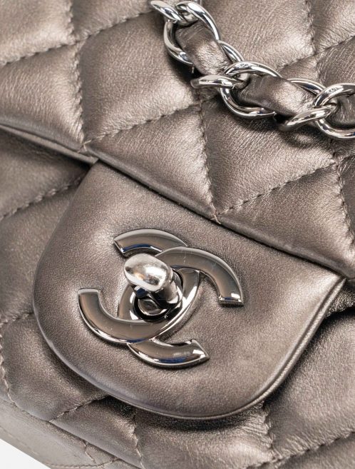 Chanel Timeless Mini Square Lamb Grey Metallic
