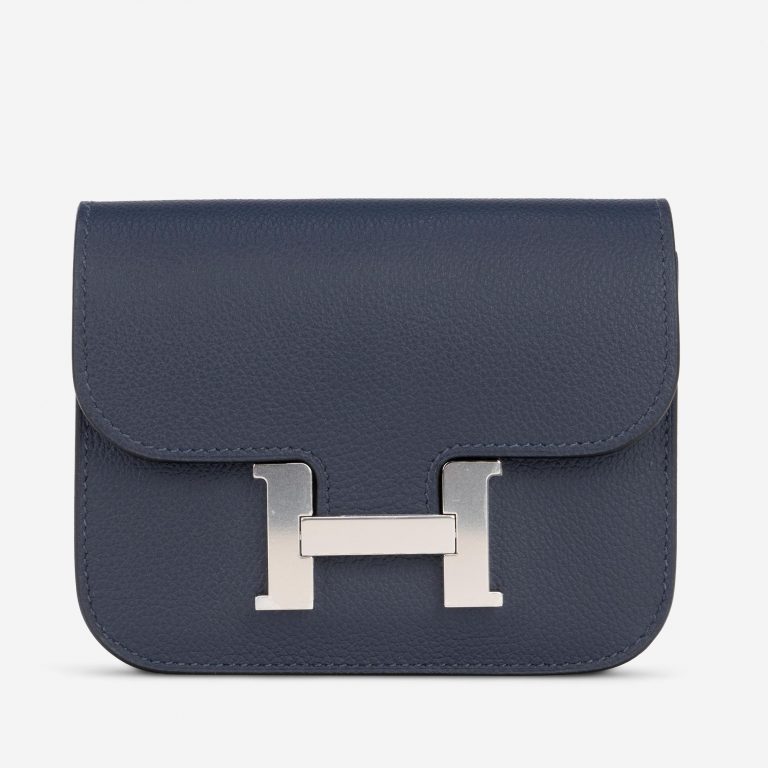 Hermès Constance Portefeuille Slim Evercolor Blue Nuit