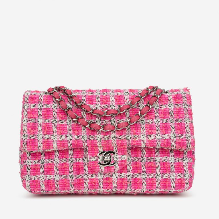 Pre-owned Chanel bag Timeless Medium Tweed Pink / White Pink, White | Sell your designer bag on Saclab.com