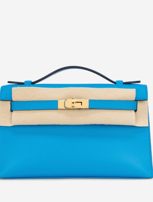 Pre-owned Hermès bag Kelly Pochette Swift Blue Frida Blue Front | Sell your designer bag on Saclab.com
