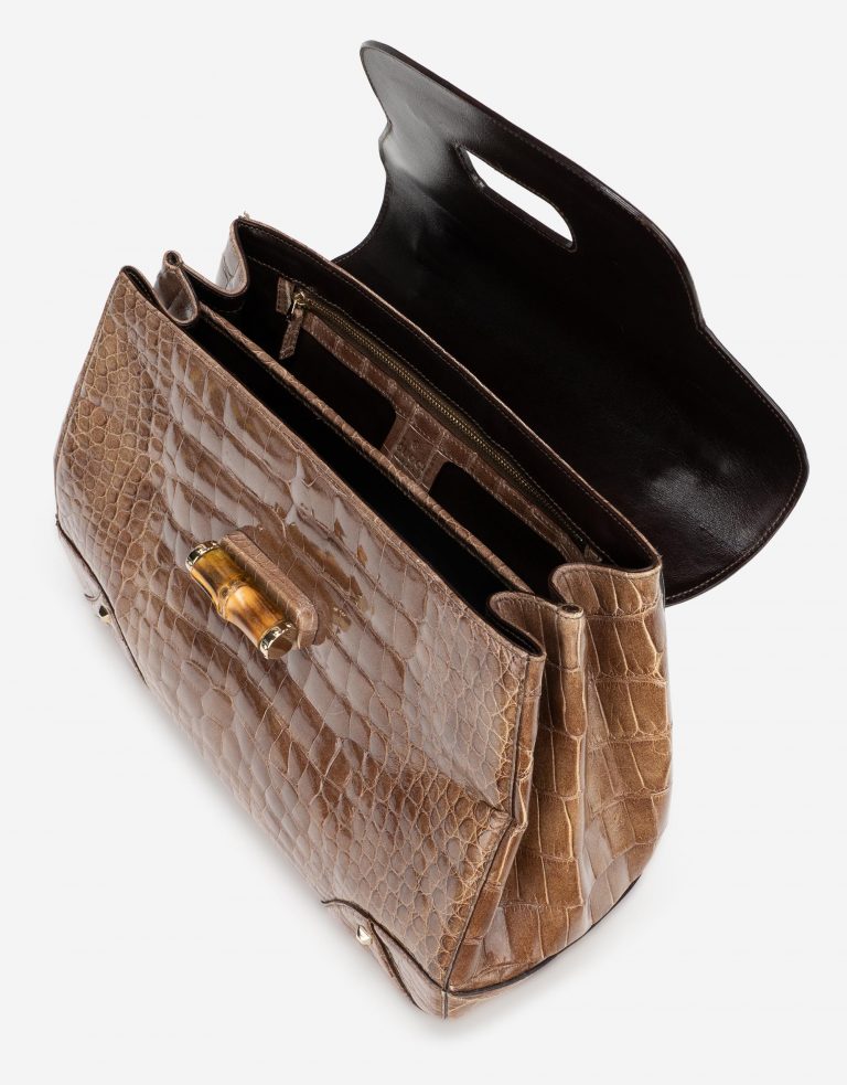 Pre-owned Gucci bag Bamboo Crocodile Brown Brown | Sell your designer bag on Saclab.com
