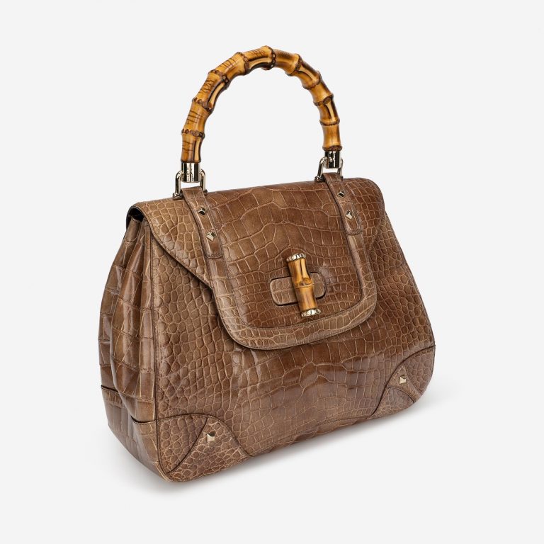 Pre-owned Gucci bag Bamboo Crocodile Brown Brown | Sell your designer bag on Saclab.com