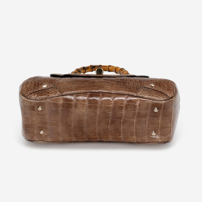 Pre-owned Gucci bag Bamboo Crocodile Brown Brown | Sell your designer bag on Saclab.com