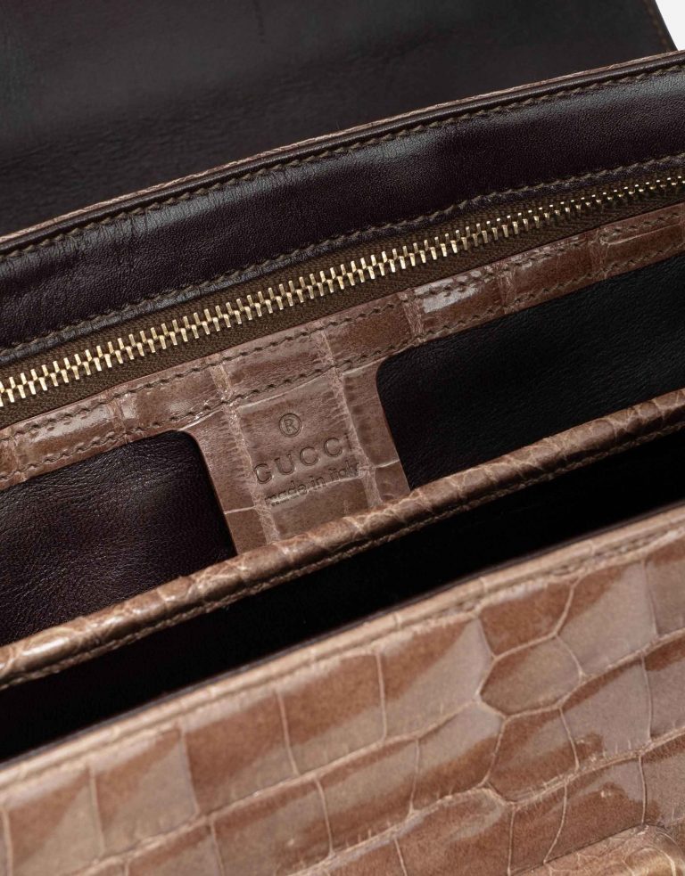 Pre-owned Gucci bag Bamboo Crocodile Brown Brown | Sell your designer bag on Saclab.com